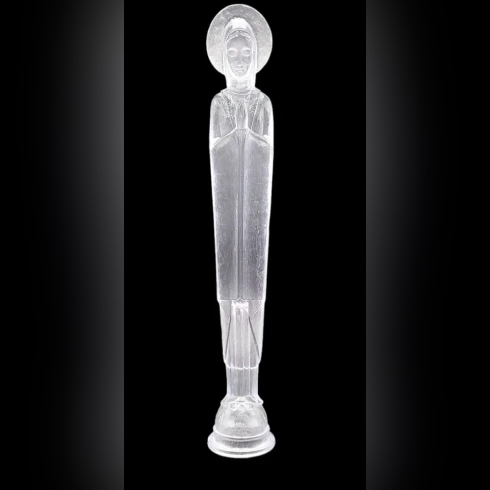 Vintage Clear Acrylic Mother Virgin Mary Sculpture Statue Christian 13" RARE MCM